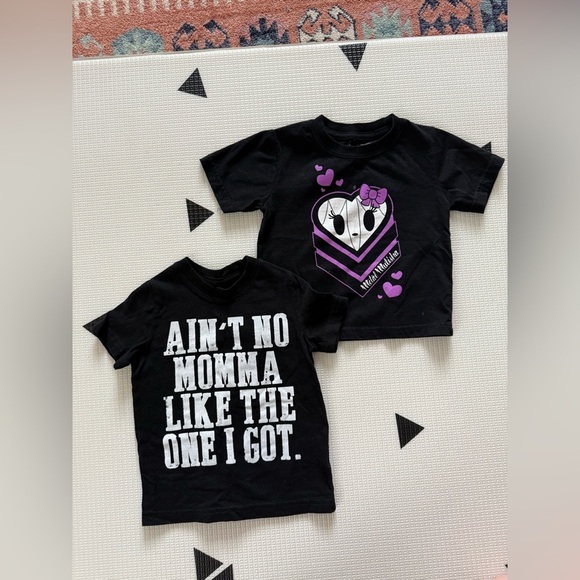 Boutique baby girl|two piece bundle of short sleeve graphic tees in black•24M - Picture 2 of 6
